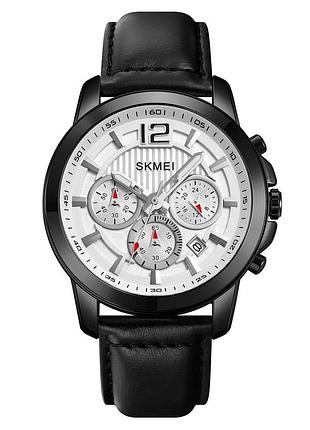 Годинники чоловічі наручні skmei 1989 класичні кварцові чорні з сріблястим для тренування та повсякденно ve-33