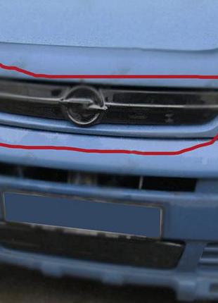 Зимняя накладка на решетку 2001-2007 (верхняя) глянцевая для opel vivaro