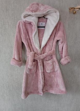 Класний пухнастий флісовий халат для дівчинки на 7-8 років 128 см.