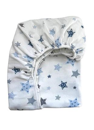 Простынь фланель stars голубая