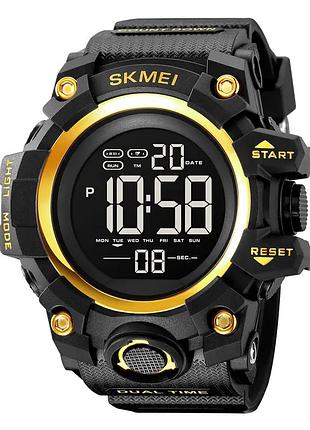 Часы мужские спортивные skmei 2140 черные с золотым электронные для активного отдыха и спорта цифровые ve-33