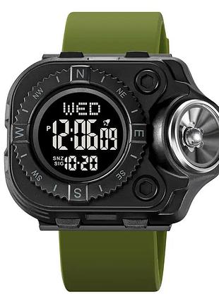 Чоловічий наручний годинник skmei 2187 з ліхтарем зелений спортивний годинник для активного відпочинку т ve-33