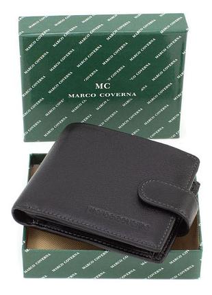 Гаманець зі шкіри для чоловіків 12х10 marco coverna 22-208 (18083) чорний