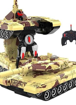 Танк трансформер игрушка робот на пульте радиоуправления со световыми и звуковыми эффектами + вращение на 360° с аккумулятором