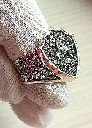Георгий победоносец мужской серебряный перстень 17.5