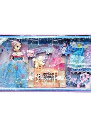 Кукла (высота: 27 см, шарнирные соединения, прошитые волосы, съемная одежда, обувь, 3 дополнительных платья, а