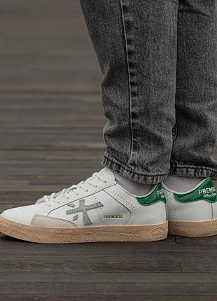 Кросівки premiata steven white green grey beige