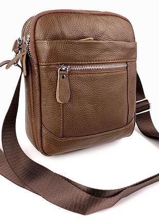 Сумка из кожи для мужчин на ремне jz ns223-2 коричневая