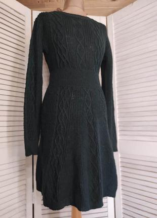 Зеленое платье вязка/ свитер