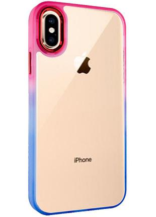Чехол на apple iphone xs max / для айфон икс с макс / хс макс тпу и поликарбонат глянцевая, синий / розовый