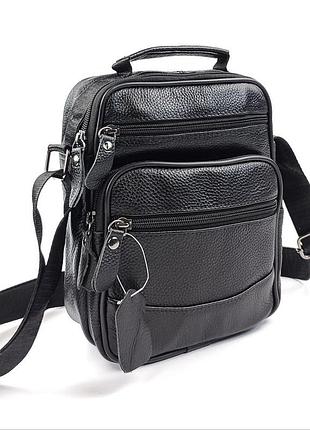 Сумка мужская кожаная с ручкой для ношения в руке jz ko-019-1 18x22x7-9 черная