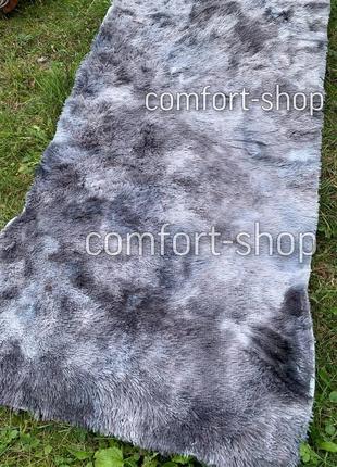 Прикроватный коврик травка с длинным ворсом 90х200 серый3 фото