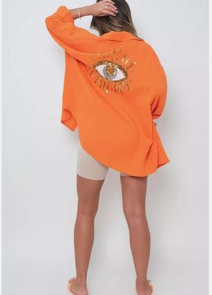 Блуза - рубашка с вышивкой для пышных форм, италия.