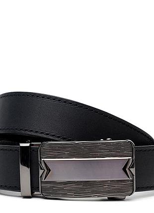 Ремінь чоловічий шкіряний автомат 115х3,5 jz sb-jzv1115gx44-black