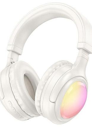 Бездротові навушники w48 накладні з led підсвіткою milky white