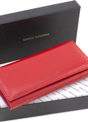Женский кошелек на магнитах кожаный под много купюр 18,5х9 marco coverna ma501-1-red(17132) красный