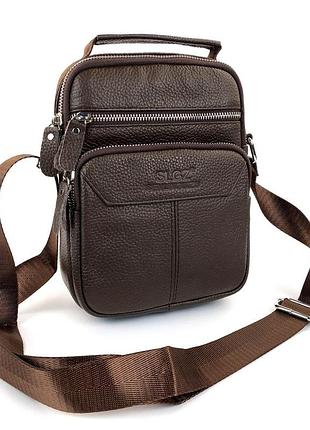 Кожаная мужская сумка с ручкой ns1436slgz 17х23х7см коричневая