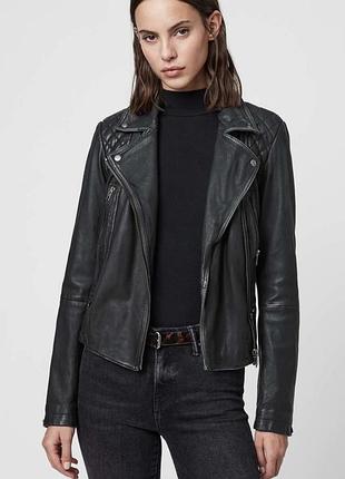 Куртка косуха із колекції allsaints, модель виготовлена з натуральної шкіри.