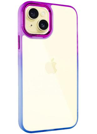 Чехол на apple iphone 14 plus / для айфон 14+ плюс тпу и поликарбонат глянцевая, синий / фиолетовый