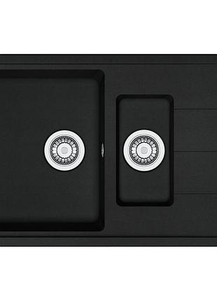 Кухонная мойка franke basis bfg 651-78 (114.0667.448) гранитная - врезная - оборотная - чёрный матовый