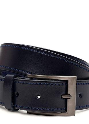 Ремінь чоловічий шкіряний 125х3.5 jz sb-jzv1125fx13-navy синій