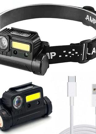 Акумуляторний ліхтар налобний з датчиком руху bl 123 cob