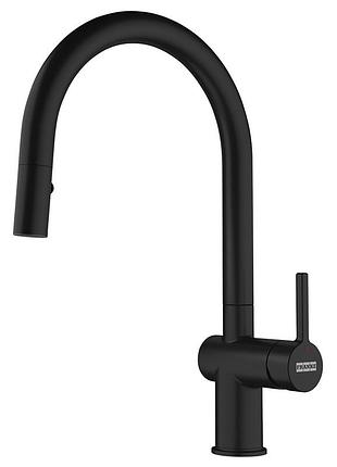 Смеситель для кухни franke active j (115.0653.404) с вытяжным изливом - черный матовый