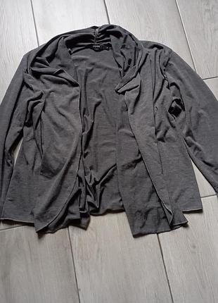 Легкий сірий трикотажний кардиган-накидка papaya, без застібки, з драпіруванням, розмір l (48-50)