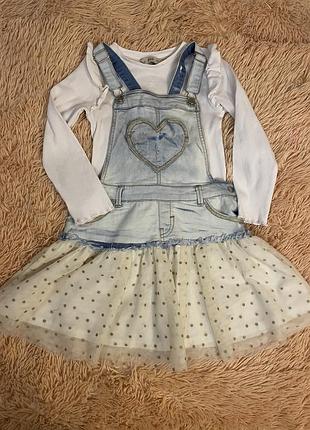 Стильний джинсовий комбінезон & реглан