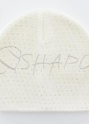 Шапка жіноча подвійна з стразами malisa фіона білий