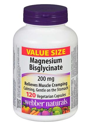 Бисглицинат магния webber naturals magnesium bisglycinate 200mg 120 caps