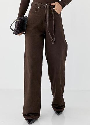 Шоколадні широкі джинси