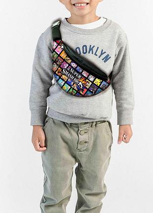 Сумка-бананка "super smash bros" с принтом, 32х15см, детская, молодежная (00074) ptr