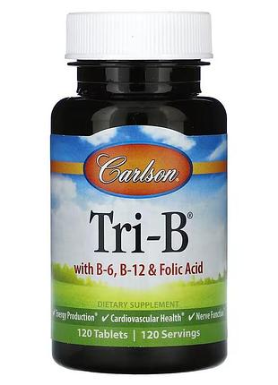 Витамины группы b carlson tri-b with b6, b12 & folic acid, 120 tablets