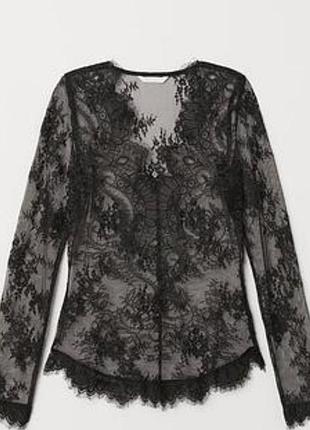 Черная сетевая блуза с длинным рукавом