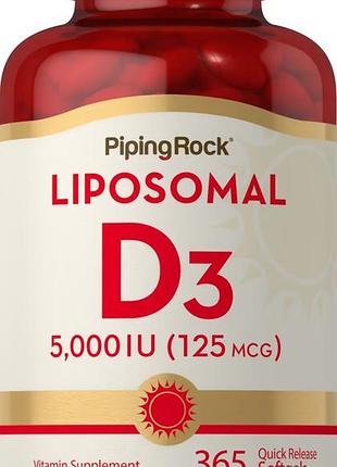 Вітамін д3 piping rock liposomal vitamin d3, 5,000 iu, 365 quick release softgels