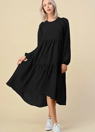 Ярусное трикотажное платье,р54-56🖤🖤🖤