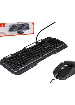 Комплект клавиатура и мышь проводная jeqang jk-968 для игр механическая с подсветкой набор для пк для геймеров
