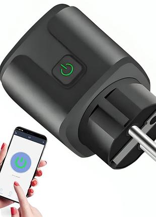 Розумна wifi розетка з енергометром, на 20а, tuya smart 4400вт, чорна