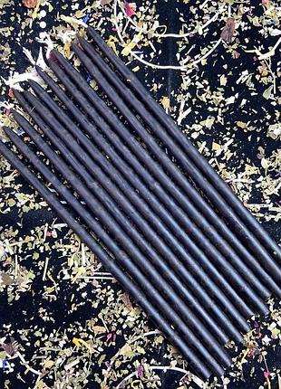 Тонкі макані воскові свічки - чорні 18 см