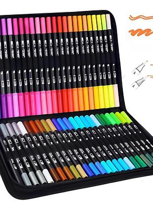 Акварельные маркеры двусторонние 48шт с сумкой, color pencil
