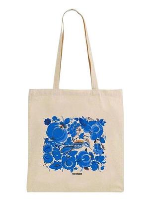 Эко-шоппер bookopt bk4001 петриковская роспись синие цветы бежевый