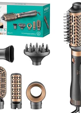 Фен-щетка для волос 6в1, 1000вт + 6 насадок, vgr v-491