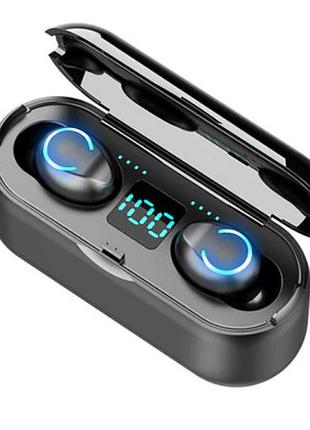 Беспроводные наушники tws f9 5.0 с кейсом. цвет: черный ec-69
