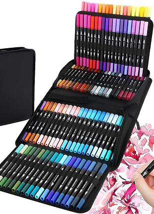 Акварельные маркеры двусторонние 100шт с сумкой, color pencil