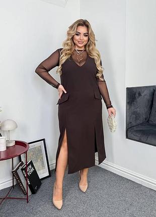 Сукня з гольфом шоколад