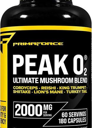 Пищевая добавка primaforce peak o2, ultimate mushroom blend, 2,000 mg , 180 capsules (666 mg per capsule)