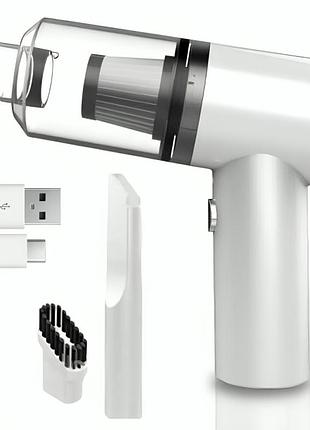 Автомобільний пилосос 120вт, 2в1 vacuum cleaner, білий