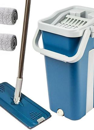 Швабра з відром 11л з віджимом та 2 насадками cleaning mop, синя