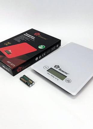 Весы кухонные domotec ms-912 glass, электрические кухонные весы, точные кухонные весы. цвет: белый op-18